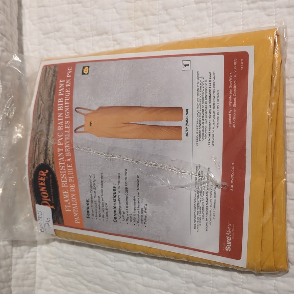 PIONEER Yellow Flame Resistant PVC Rain Bib Pant
